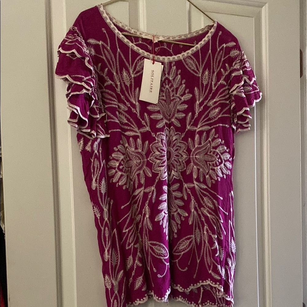 Solitaire Pink Ruffled floral Blouse